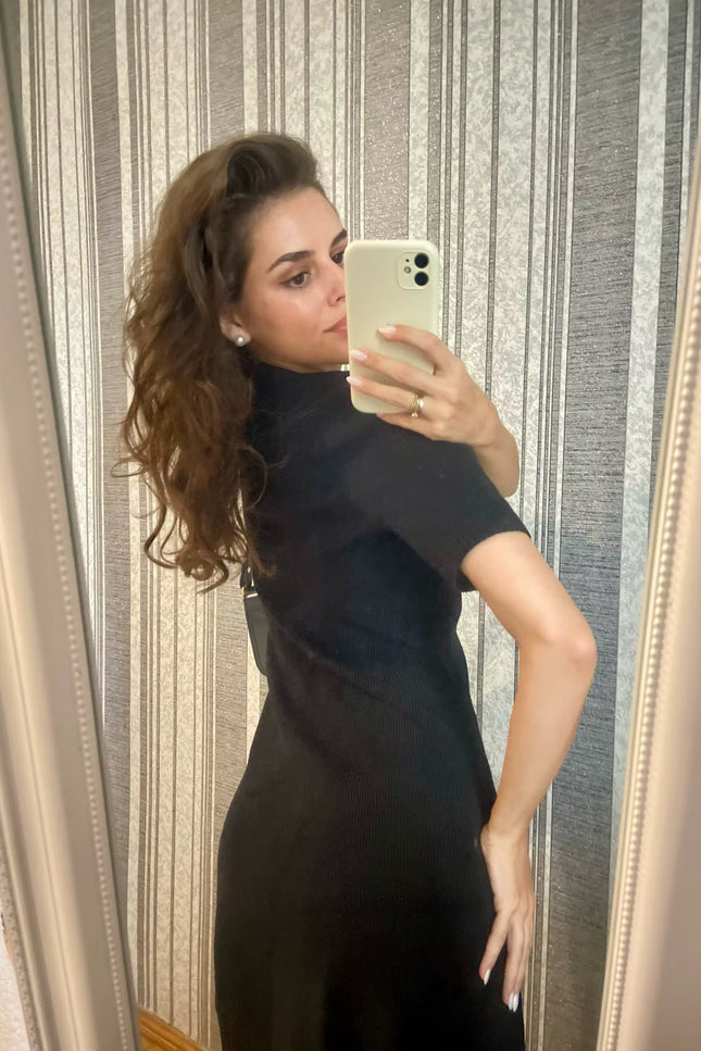 Knit Button-Front Mini Dress