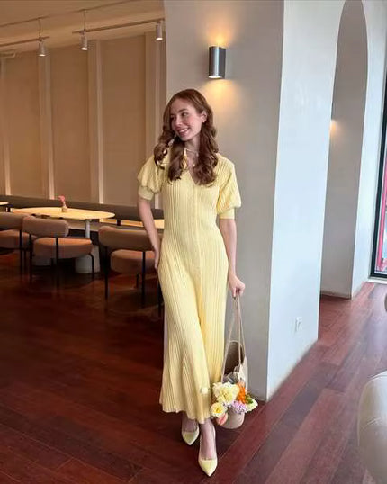 Button-Front Knit Maxi Dress
