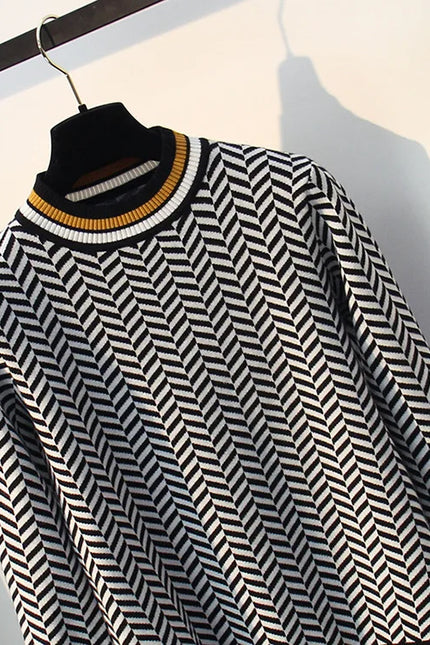 Geometric Striped Knitted Pullover
