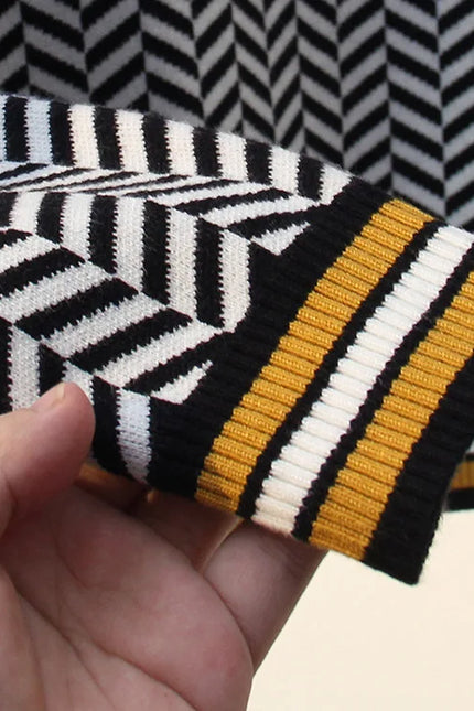 Geometric Striped Knitted Pullover