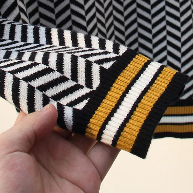 Geometric Striped Knitted Pullover