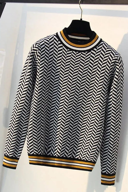 Geometric Striped Knitted Pullover