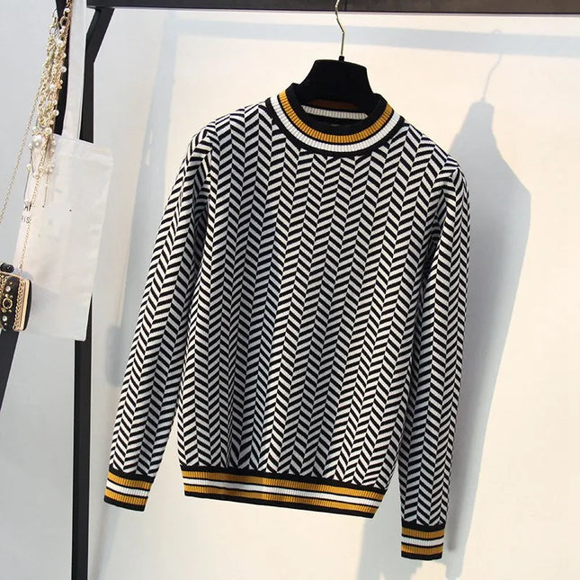 Geometric Striped Knitted Pullover