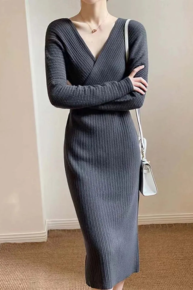 Elegant Bodycon Sweater Dress - One Size (S-L)