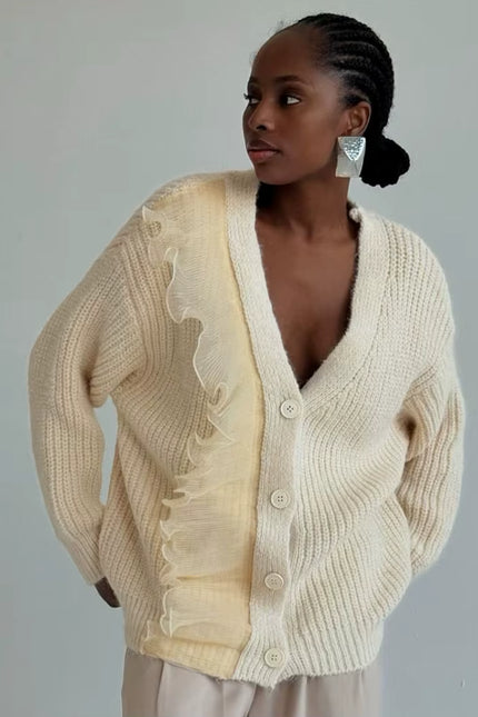 Lace Patchwork Knit Cardigan