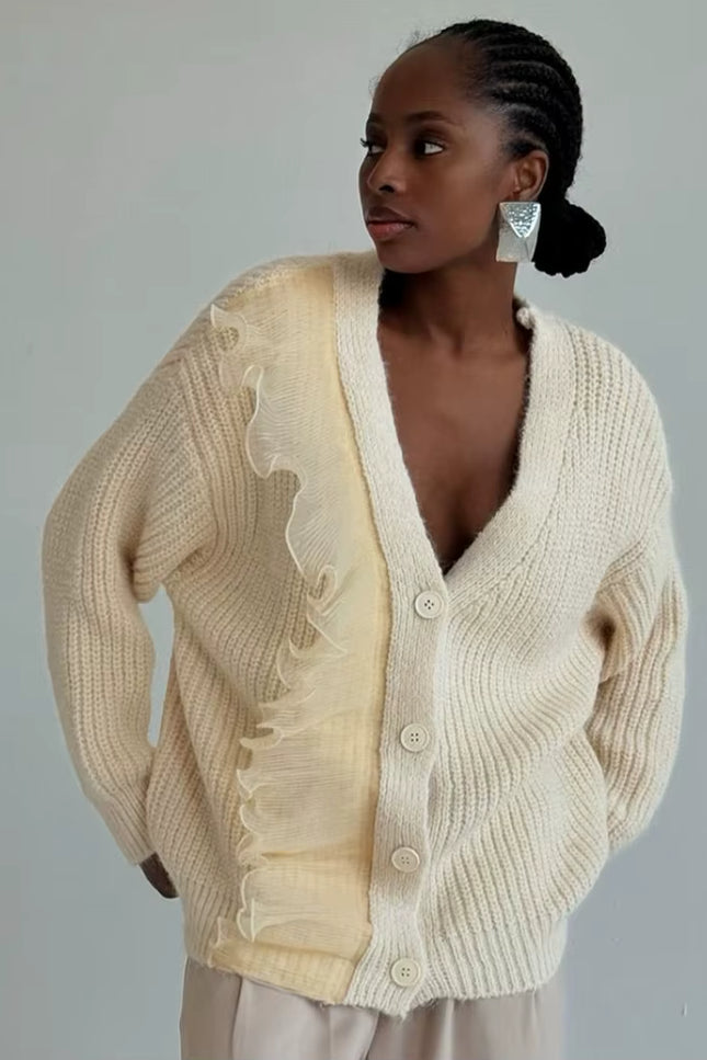 Lace Patchwork Knit Cardigan