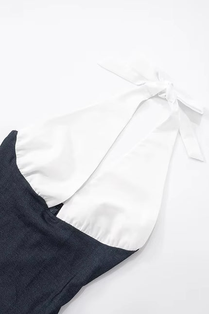 Patchwork Halter Mini Dress
