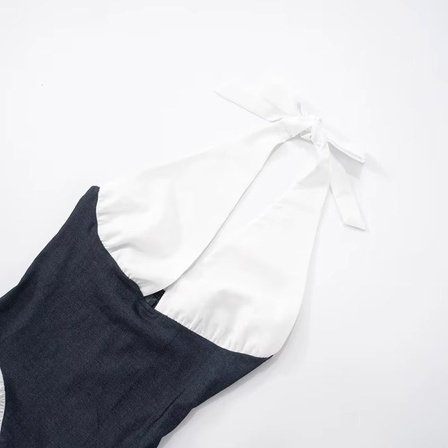 Patchwork Halter Mini Dress