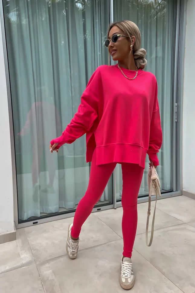 Two-Piece Knitted Lounge Set - Red