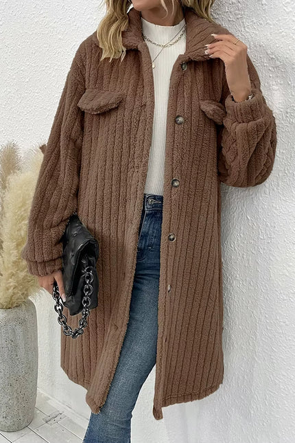 Plush Textured Long Coat