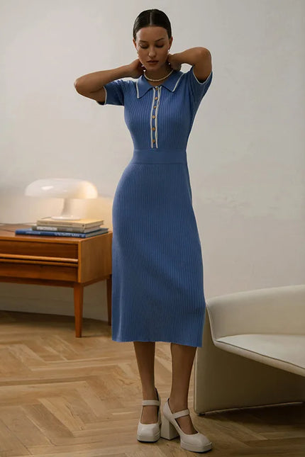 Polo Knit Midi Dress