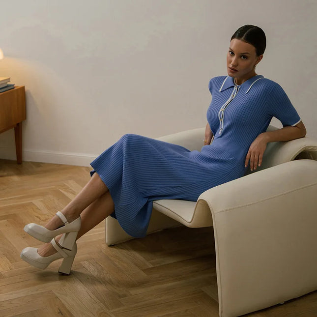 Polo Knit Midi Dress