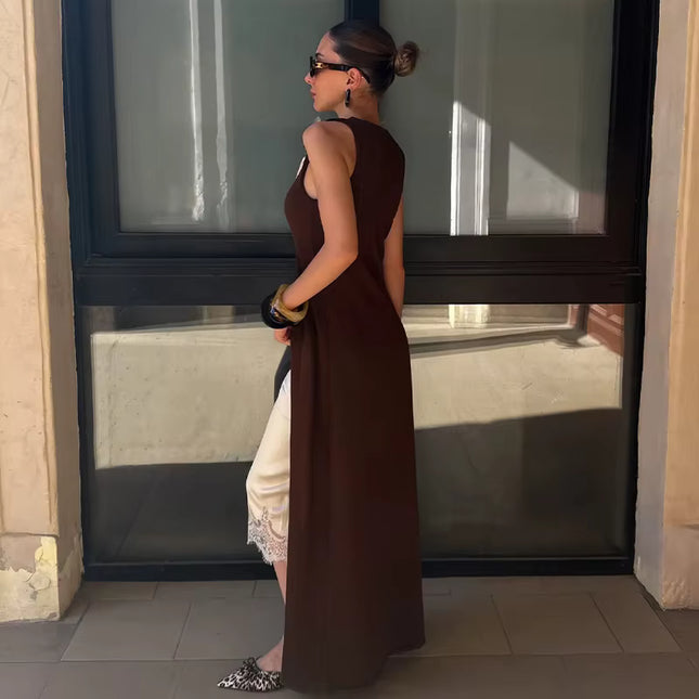 Sleeveless Knit Maxi Cardigan