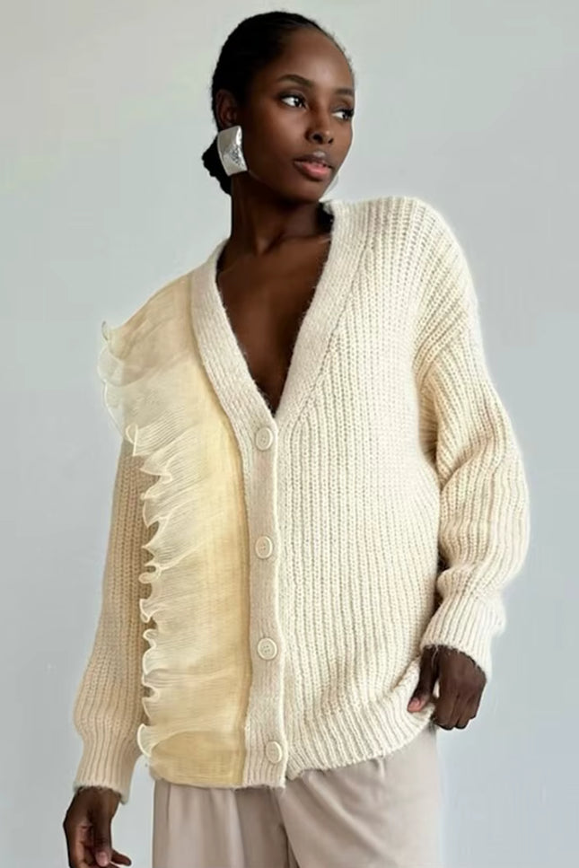 Lace Patchwork Knit Cardigan