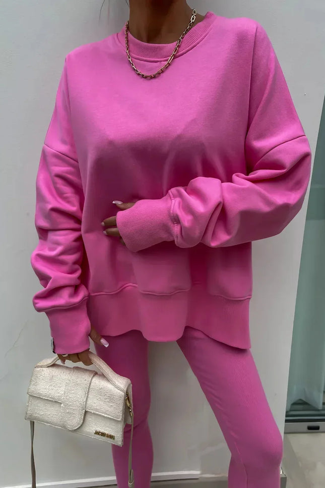 Two-Piece Knitted Lounge Set - Pink
