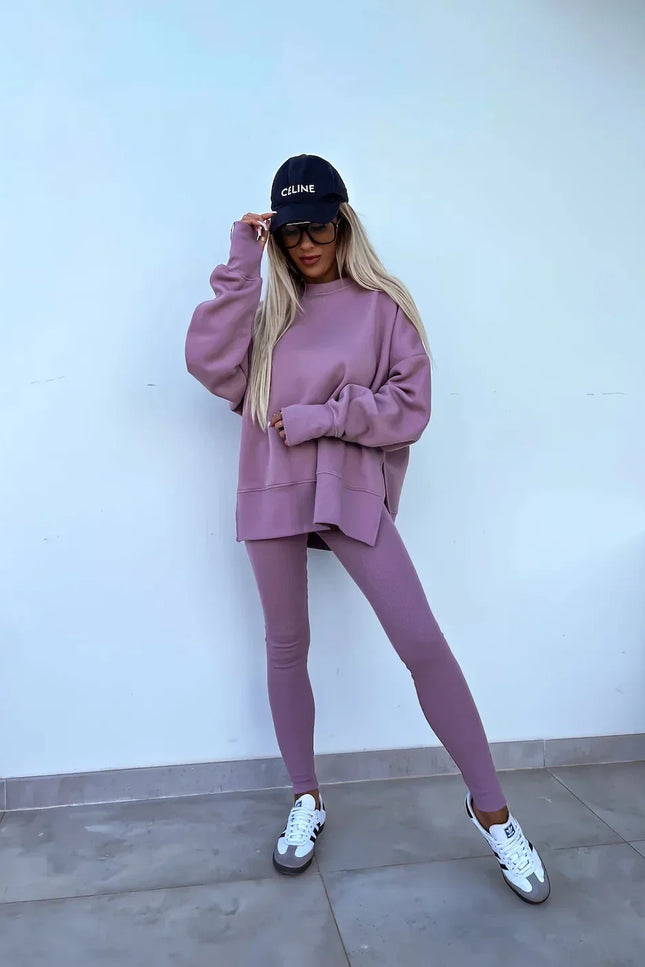 Two-Piece Knitted Lounge Set - Purple