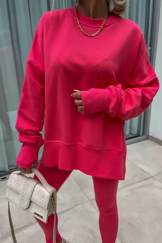 Two-Piece Knitted Lounge Set - Red