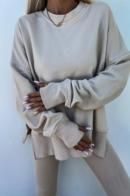 Two-Piece Knitted Lounge Set - Apricot