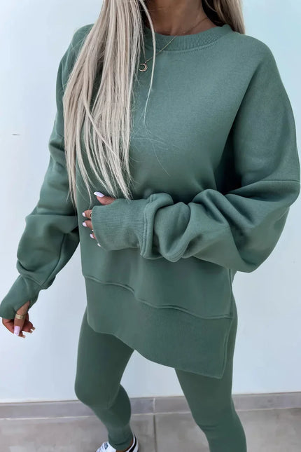 Two-Piece Knitted Lounge Set - Green