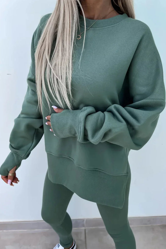 Two-Piece Knitted Lounge Set - Green