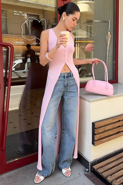 Sleeveless Knit Maxi Cardigan