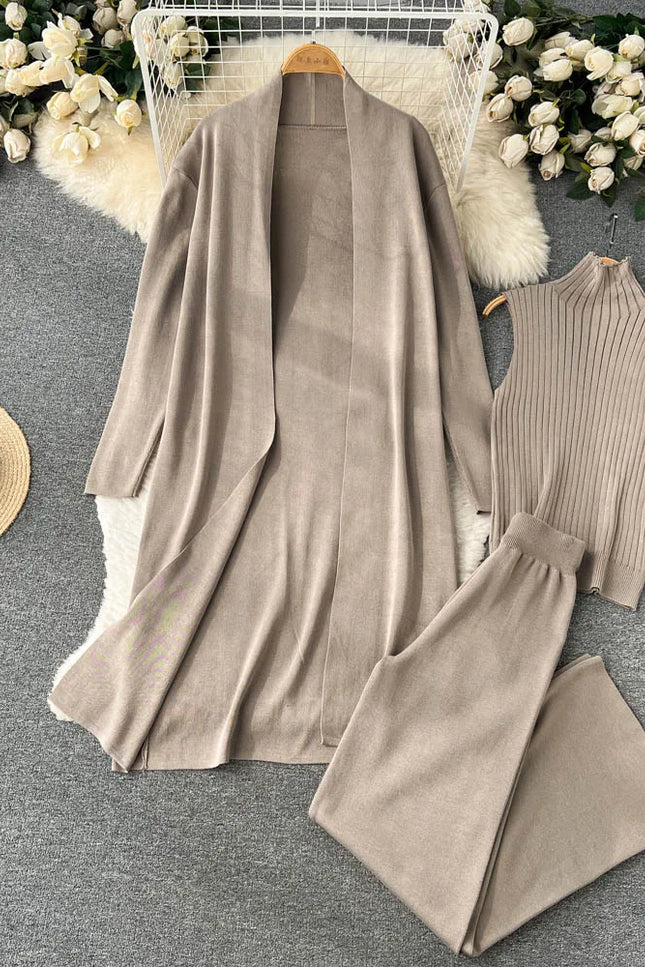 3 Piece Knitted Loungewear Set - One Size (S-L)