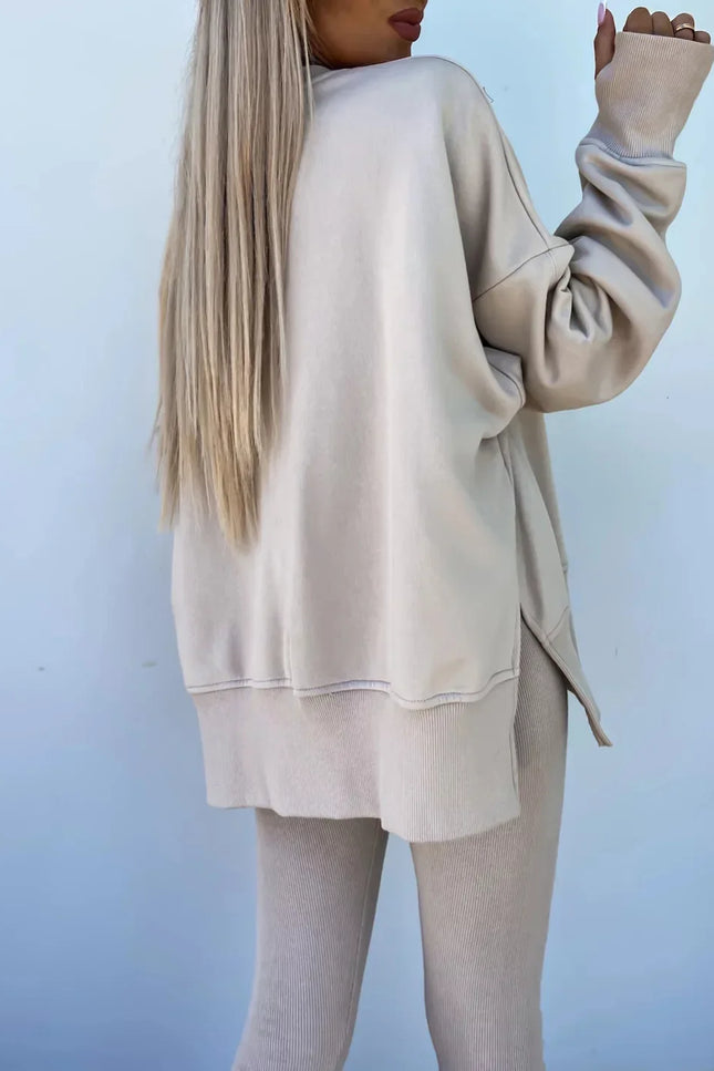 Two-Piece Knitted Lounge Set - Apricot