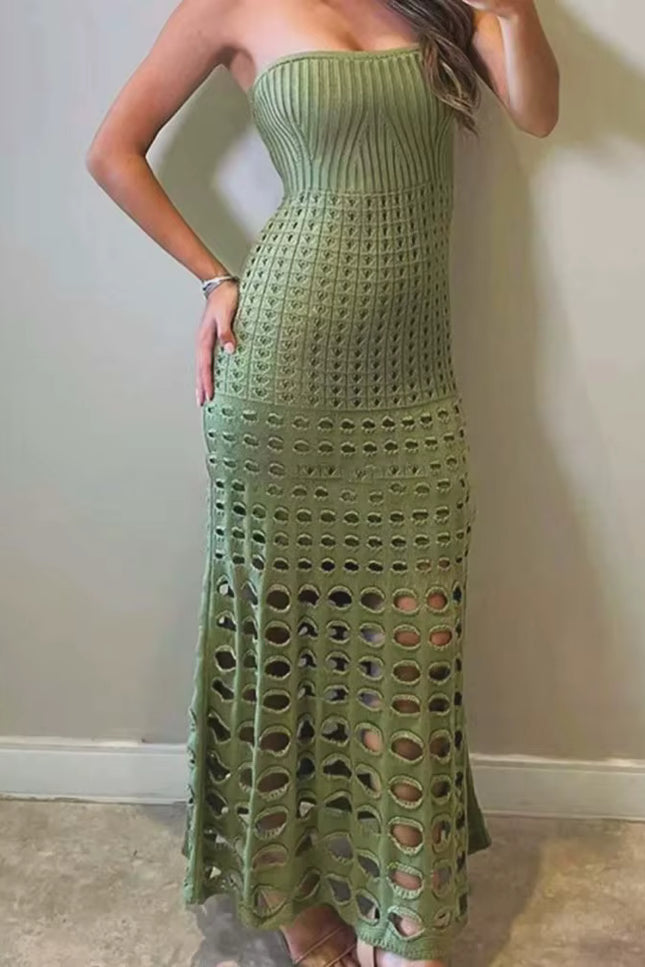 Knit Hollow-Out Tube Dress