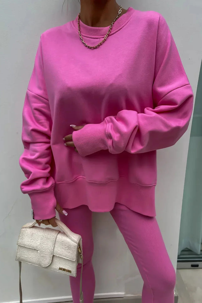 Two-Piece Knitted Lounge Set - Pink