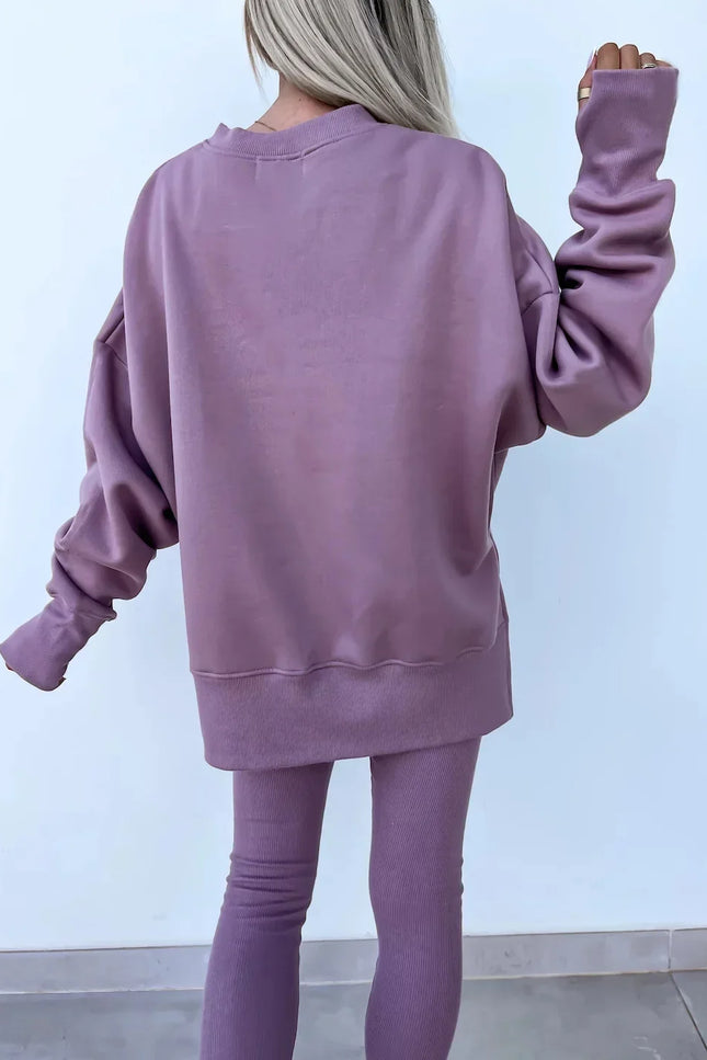 Two-Piece Knitted Lounge Set - Purple