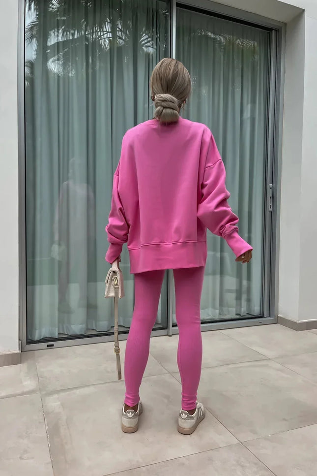 Two-Piece Knitted Lounge Set - Pink