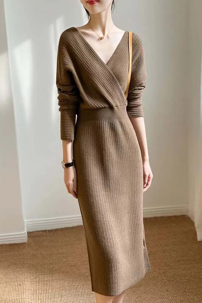 Elegant Bodycon Sweater Dress - One Size (S-L)