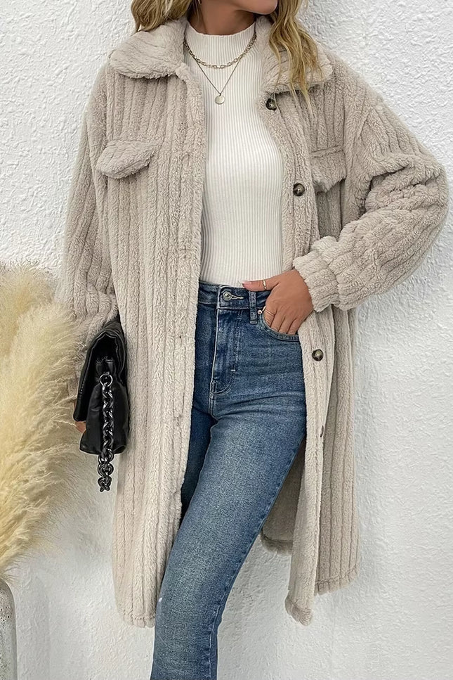 Plush Textured Long Coat