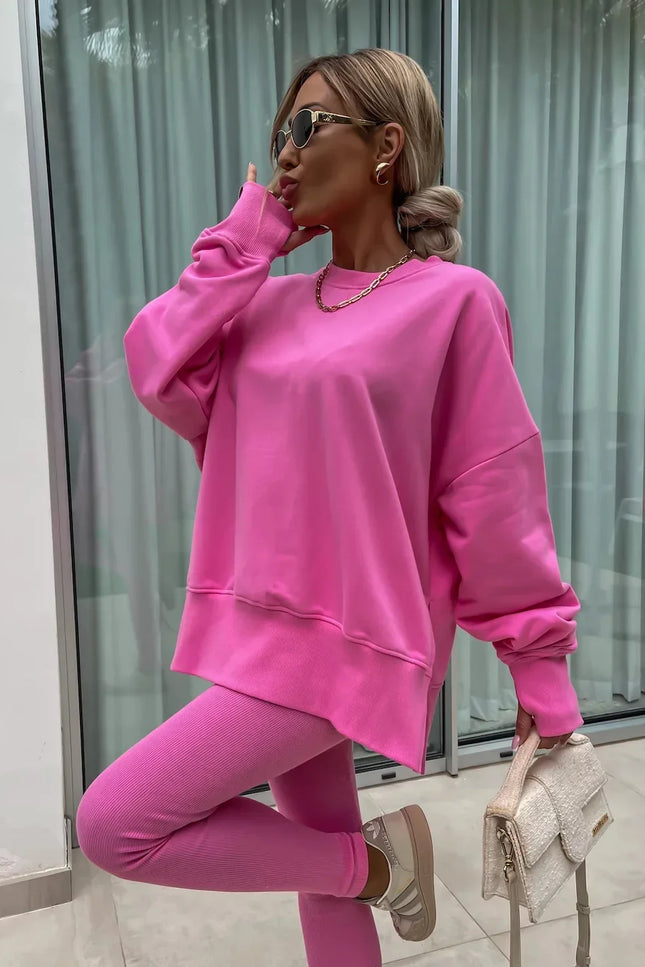 Two-Piece Knitted Lounge Set - Pink