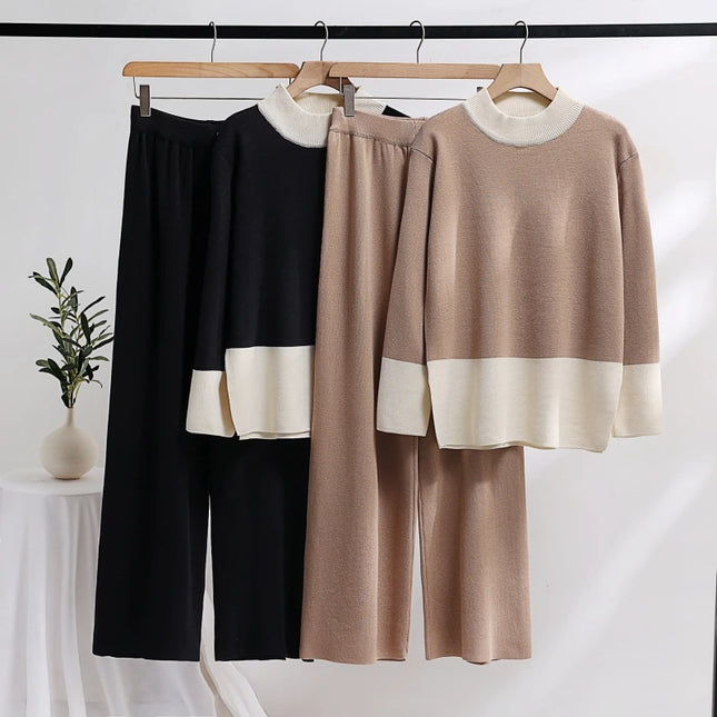 Elegant Knitted Two-Piece Set - One Size (S-L)