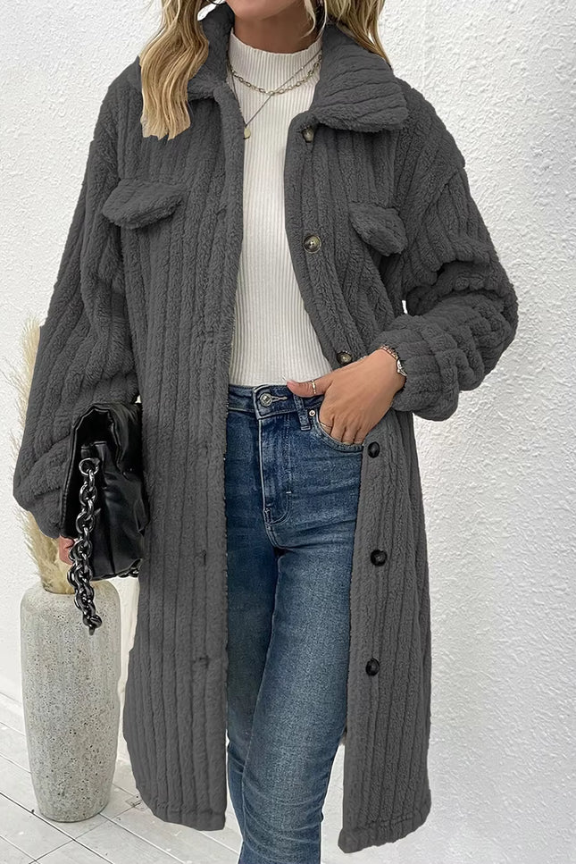 Plush Textured Long Coat
