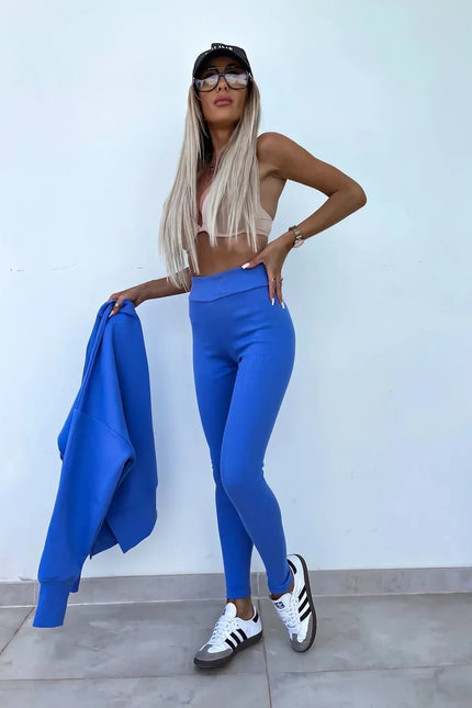 Two-Piece Knitted Lounge Set - Blue