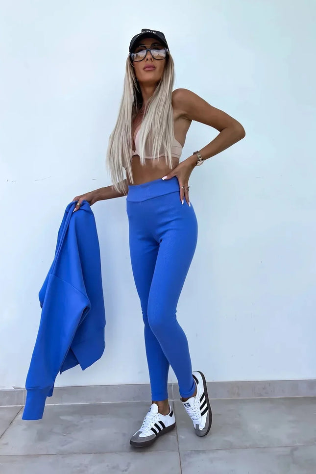Two-Piece Knitted Lounge Set - Blue
