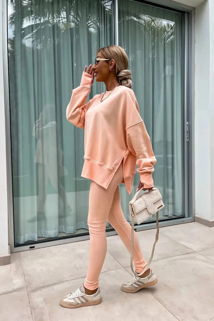 Two-Piece Knitted Lounge Set - Orange