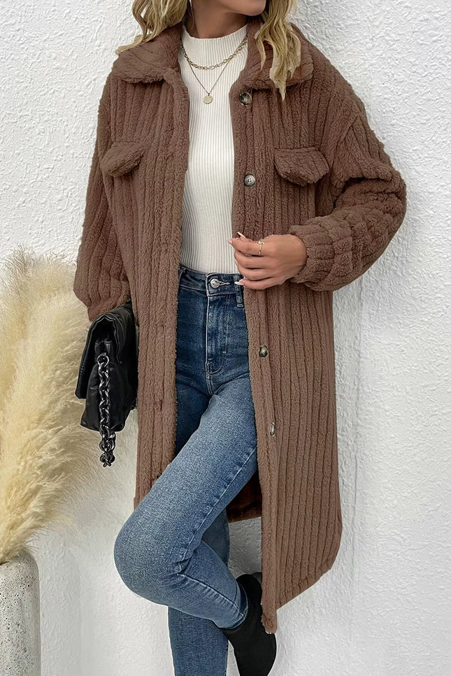 Plush Textured Long Coat