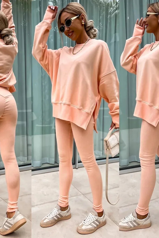 Two-Piece Knitted Lounge Set - Orange