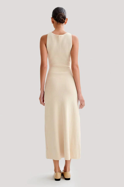 Sleeveless Button-Front Knit Maxi Dress