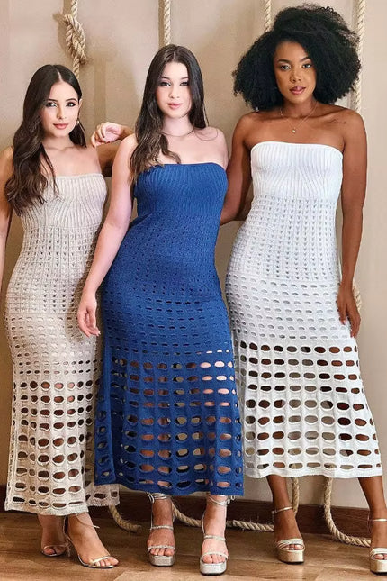 Knit Hollow-Out Tube Dress