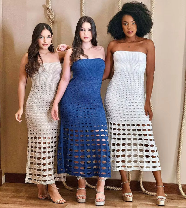 Knit Hollow-Out Tube Dress