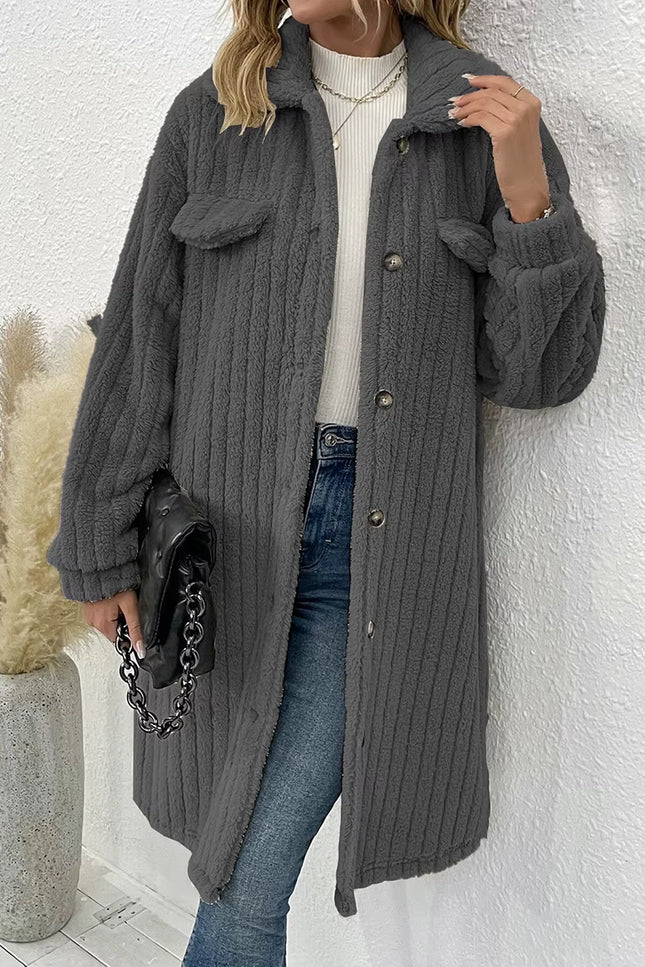 Plush Textured Long Coat