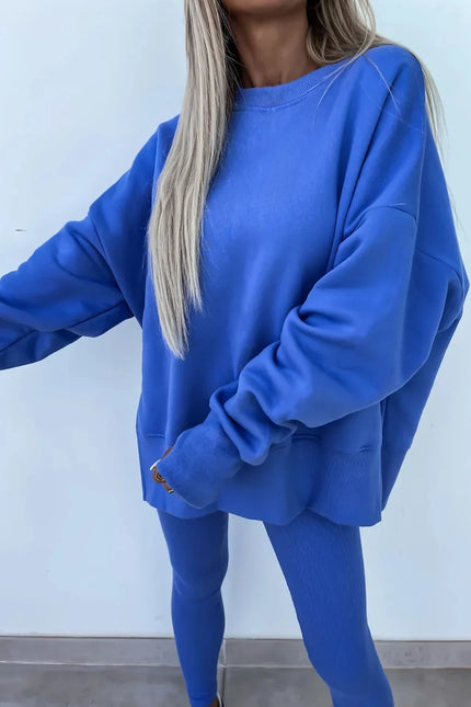 Two-Piece Knitted Lounge Set - Blue