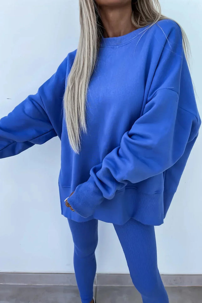 Two-Piece Knitted Lounge Set - Blue