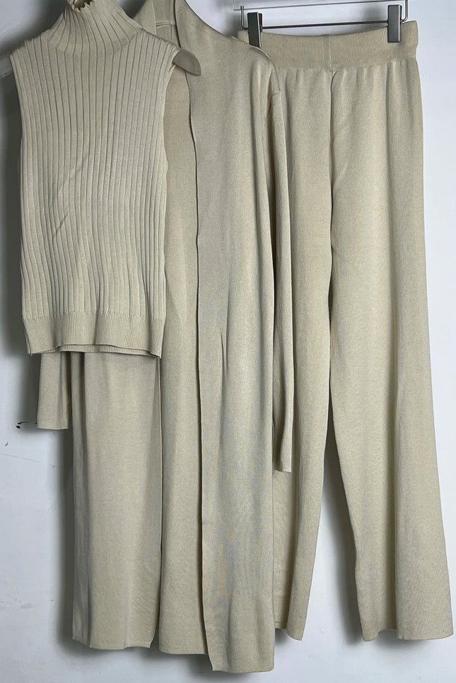 3 Piece Knitted Loungewear Set - One Size (S-L)