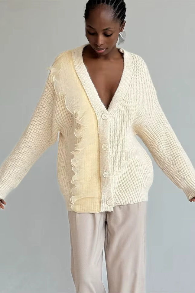 Lace Patchwork Knit Cardigan