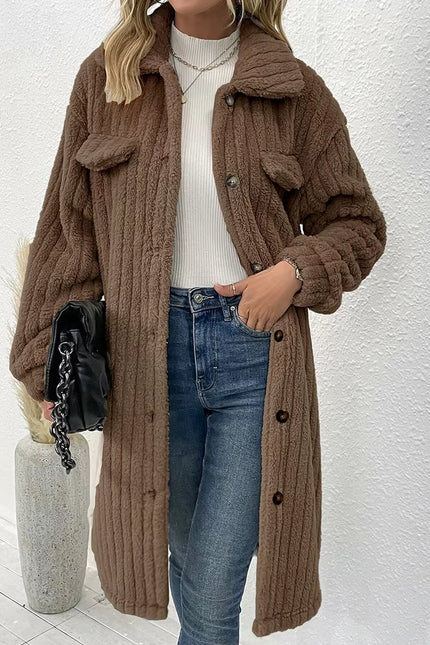 Plush Textured Long Coat